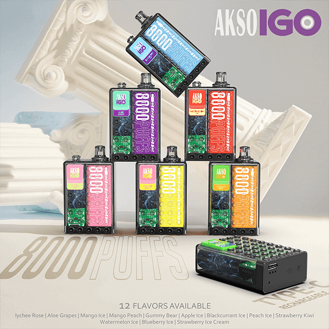 Boîte de vape jetable HCigar AKSO IGO 650mAh (rechargeable) 8000 bouffées