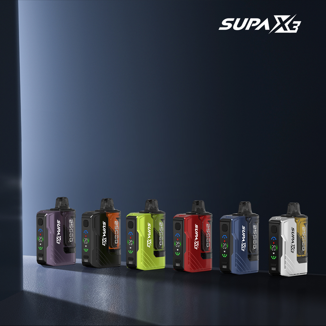 SUPA X3 - Pod prérempli de 25 000 bouffées - Puissance variable - Mode Boost à un bouton - Option de pod rechargeable