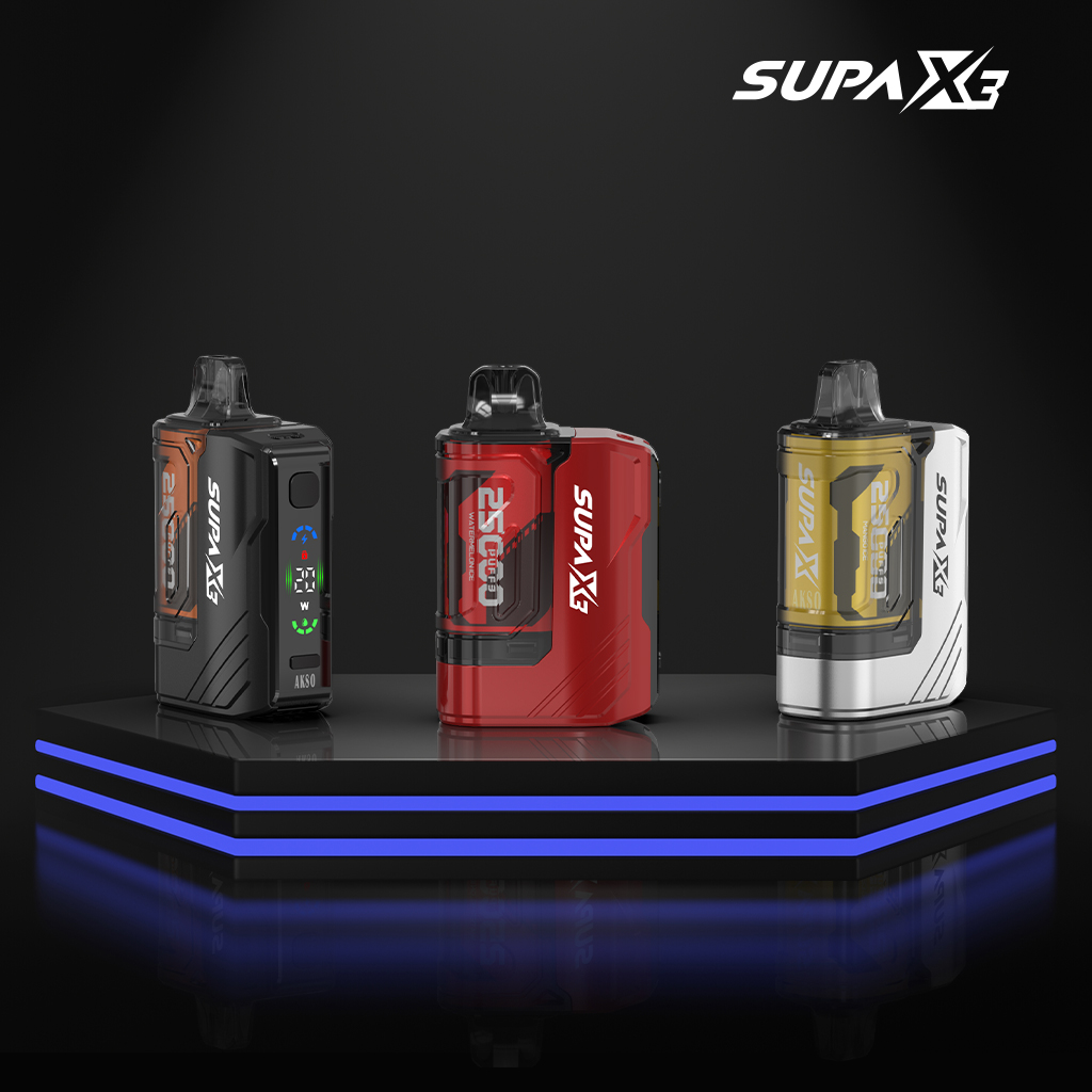 SUPA X3 - Pod prérempli de 25 000 bouffées - Puissance variable - Mode Boost à un bouton - Option de pod rechargeable